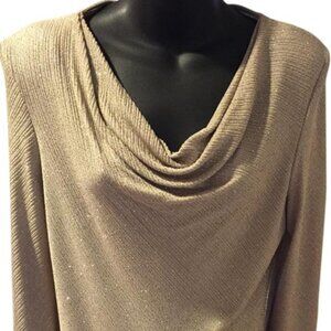 Alex & Evenings  Metallice Glitter Taupe 2Piece Pants Set ~ Size Large